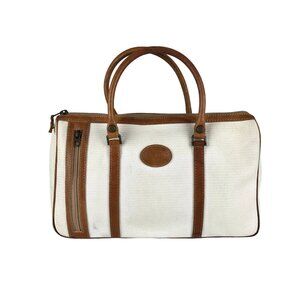 Mary Ann Rosenfeld Womens‎ Beige Brown Double Handle Zipper Pocket Handbag